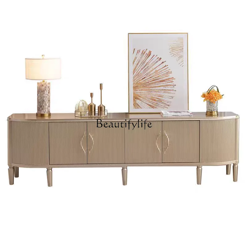 

American light luxury solid wood TV cabinet modern simple small apartment living room home