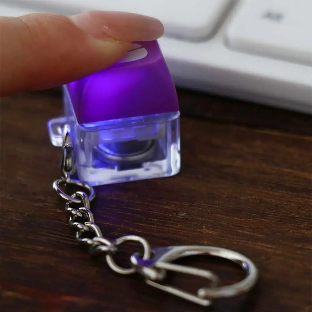 LED Wooden Fish Keyboard Keychain Wooden Fish ABS Mechanical Keyboard Key Chain Carabiner Keycap Colorful