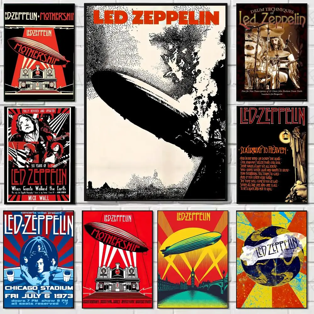 Band L-Led Zeppelin Poster Stickers, suitable for game rooms, bedrooms, corridors, home wall art decor, gifts