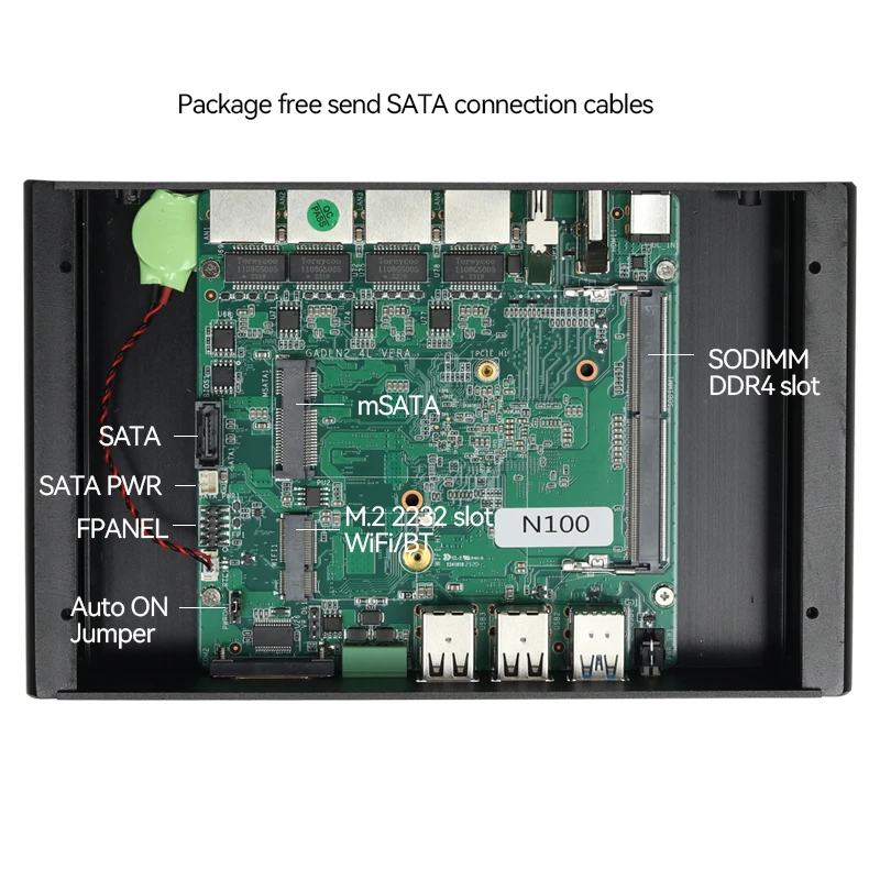 Imagem -03 - Mini pc Industrial Fanless Processador Intel N100 4x2.5g Expansão Ethernet Mini-pcie Wifi 4g Sim Suporta Windows Linux Openwrt