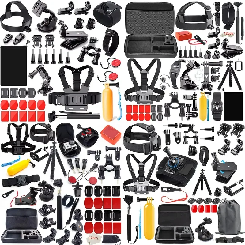 for Action Camera Accessories Kit  GoPro Hero 10 9 8 7 6 5 4 3 Sport Accessories Kit   Ant 4K Black Silver