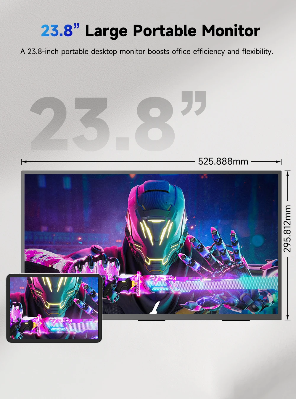 23,8" tragbarer Monitor 1080P 100HZ IPS Sekundenbildschirm Monitor VESA HDMI Unterstützung Gaming Monitor für Laptop Telefon Xbox Switch