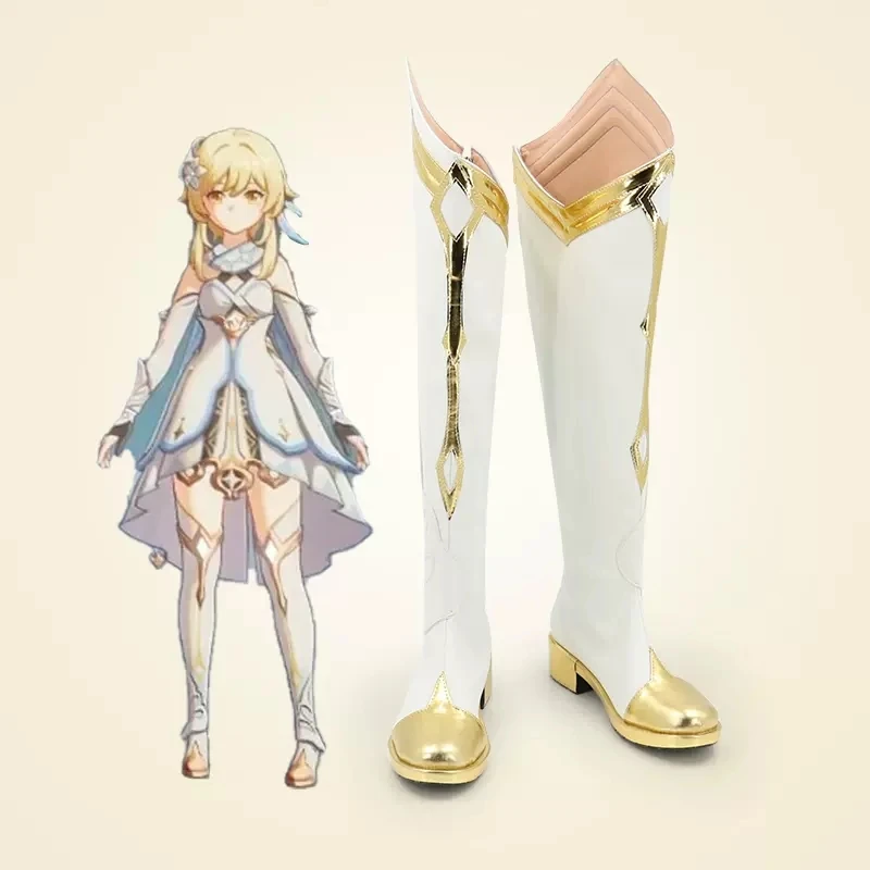 

Pre-sale Cos Genshin Impact Anime Games Traveler Lumine High Boots Shoes Cosplay Anime Customisable Shoes