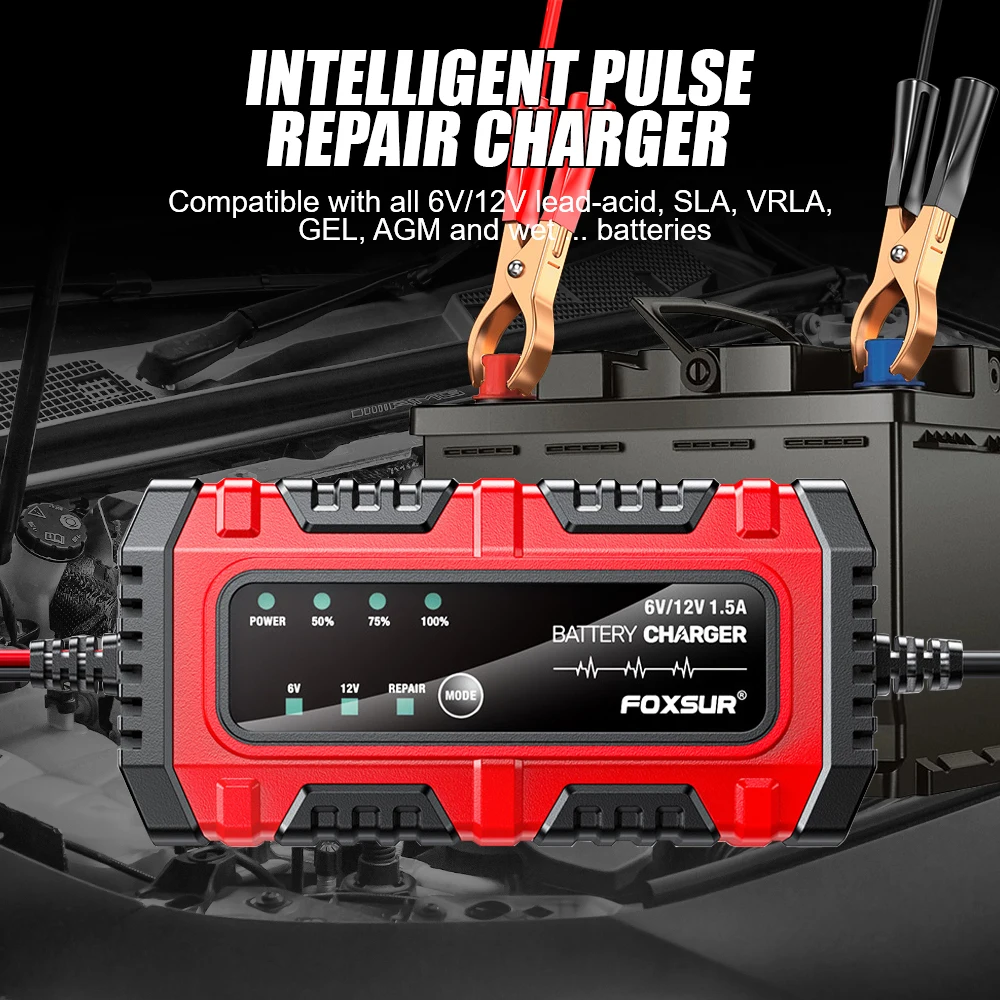 

6V/12V RV Accessories Battery Chargers Intelligent Pulse Repair Storage Batteries Maintance Automotive Battery Charge Device 25W