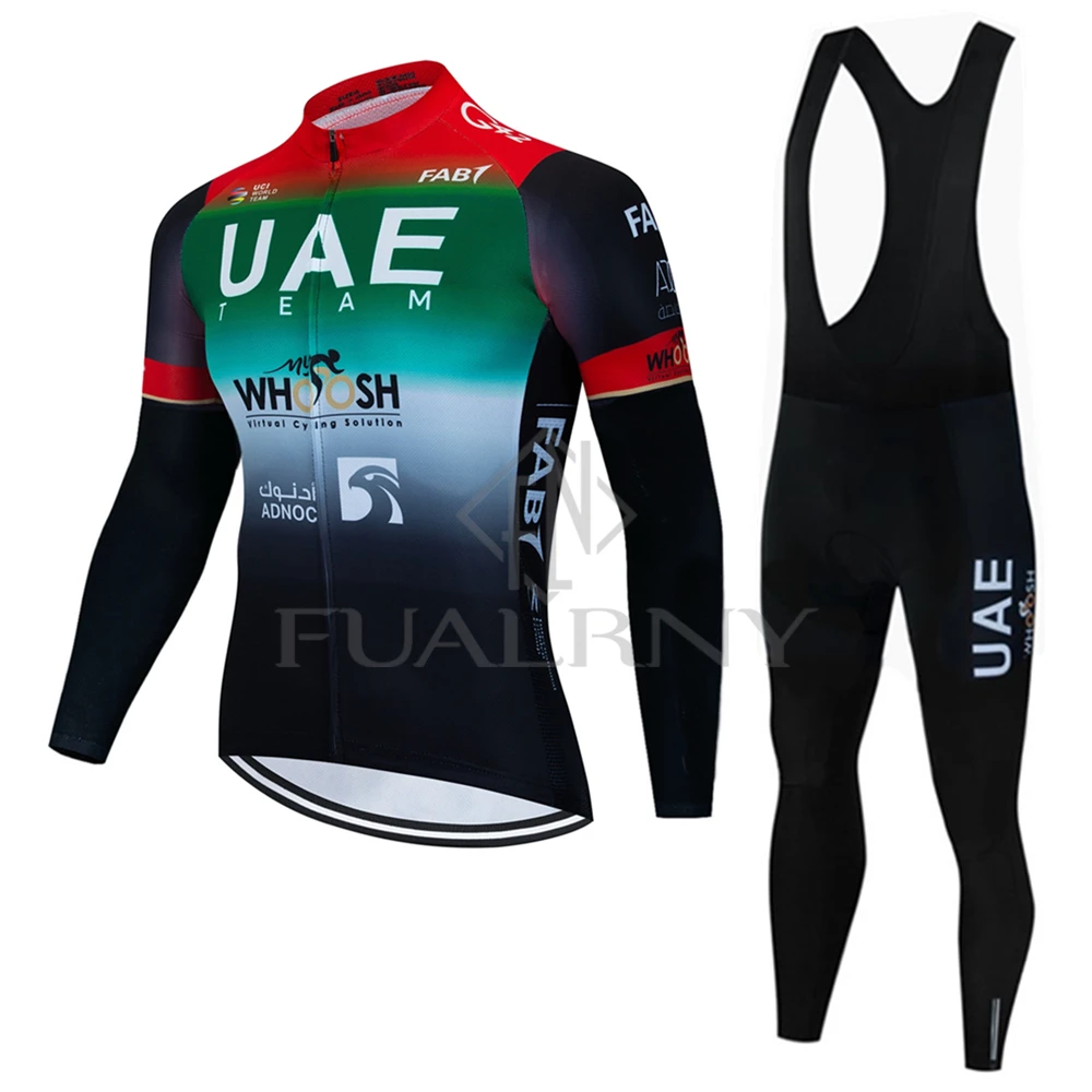 2024 UAE Autumn Long Sleeve Cycling Jersey Set Man Clothing Men Set Jersey Summer Pants Equipment Skinsuit Bib Padding Bicycles