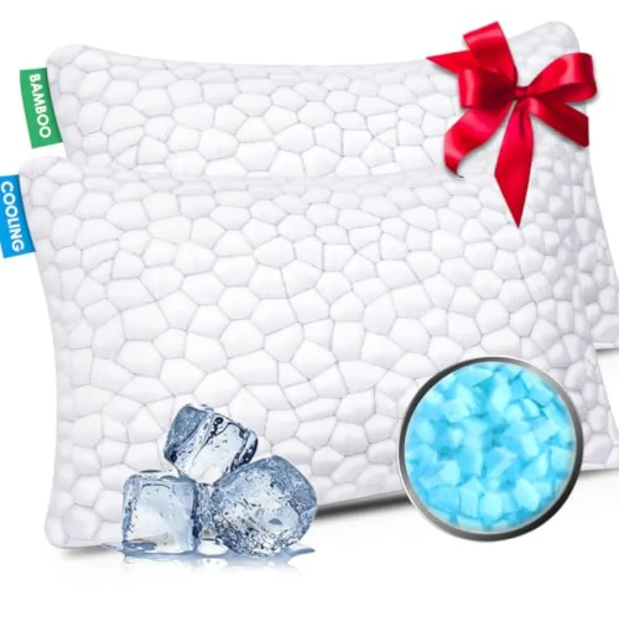 

Cooling Pillow Queen Size Set of 2 Adjustable Bed Pillows for Sleeping Luxury Shredded Memory Foam Pillows 2 Pack Soft Yet Supp