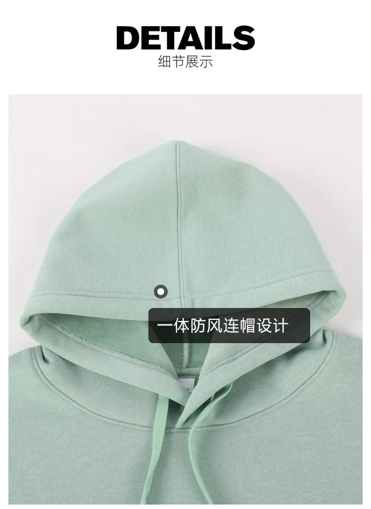 2026 Men's and Women's 600g Cotton Silver Fox Fleece Hooded Long Sleeve Sweatshirt Solid Color Couple's Fleece Hoodie