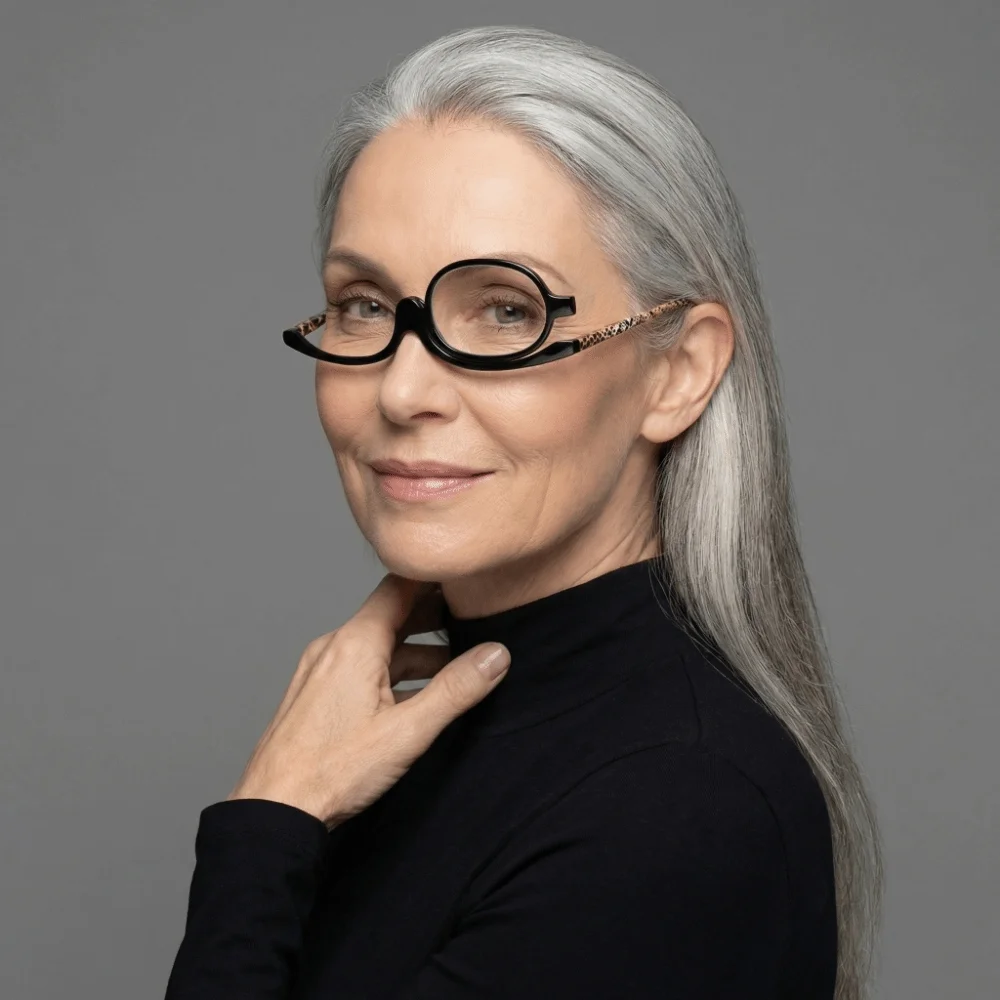 

+1.00~+4.0 Diopter Makeup Reading Glasses Magnification Rotating Design Folding Eyeglasses Hands-Free Folding Presbyopia Glasses