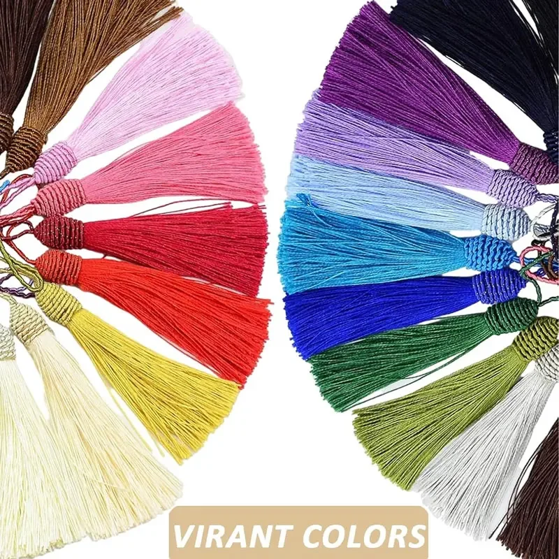 2/5/10/20 pezzi 15 cm filo di seta segnalibro nappe con anello per cavo morbido nodo cinese nappa per creazione di gioielli accessorio artigianale