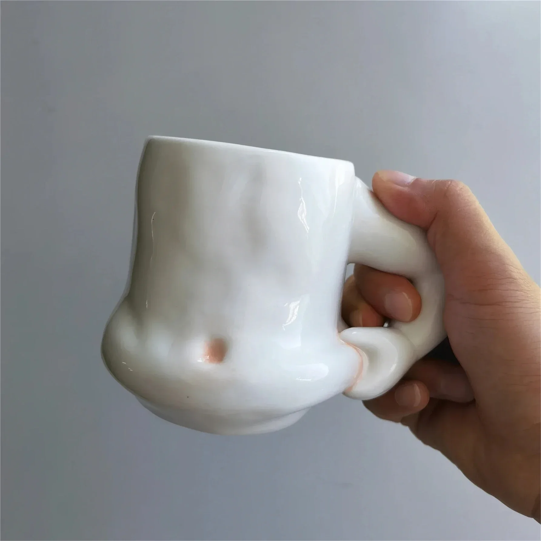 Kawaii Creative Ceramic Mugs,Coffee Cups,Personality Body Shape Lovely Coffee Tea Milk Coffee Cups,Large Hand Pinch Belly Mugs