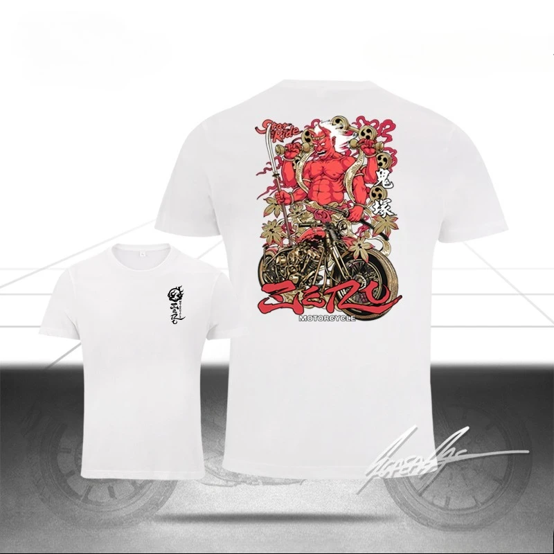 

Мотоциклетная японская Ukiyo-e Prajna Thunder God Style Shinonitsuka, семейная мотоциклетная модная брендовая мужская летняя футболка большого размера
