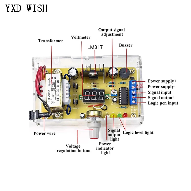 LM317 regulowane napięcie zasilacz regulowany DIY Kit LM317 AC 220V do DC 1.25-12V stabilizowane zasilanie laboratorium
