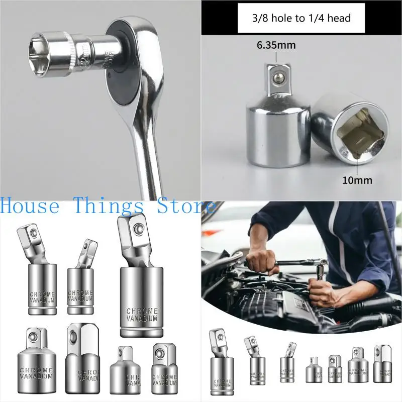 

652F 7pcs Socket Adapters & Universal Joint Set Electrical & Mechanical Tool for Flexible Use Across 3/8 1/4 Drives
