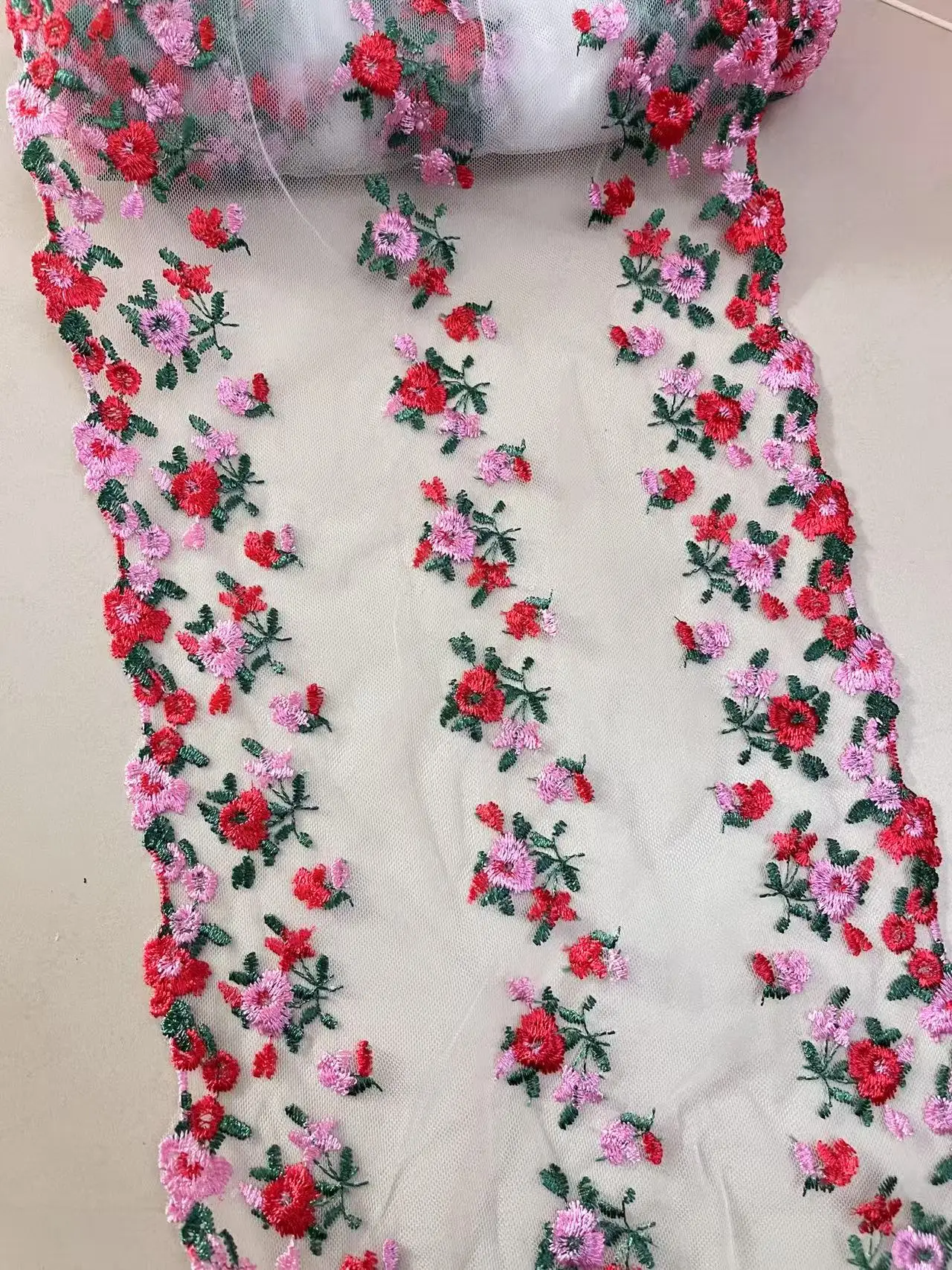 20Yards Two Tones Floral Mesh Tulle Embroidery Lace Trim 25cm Wide Net Flower Lace Fabric for Women Lingerie Dress Bra 2025