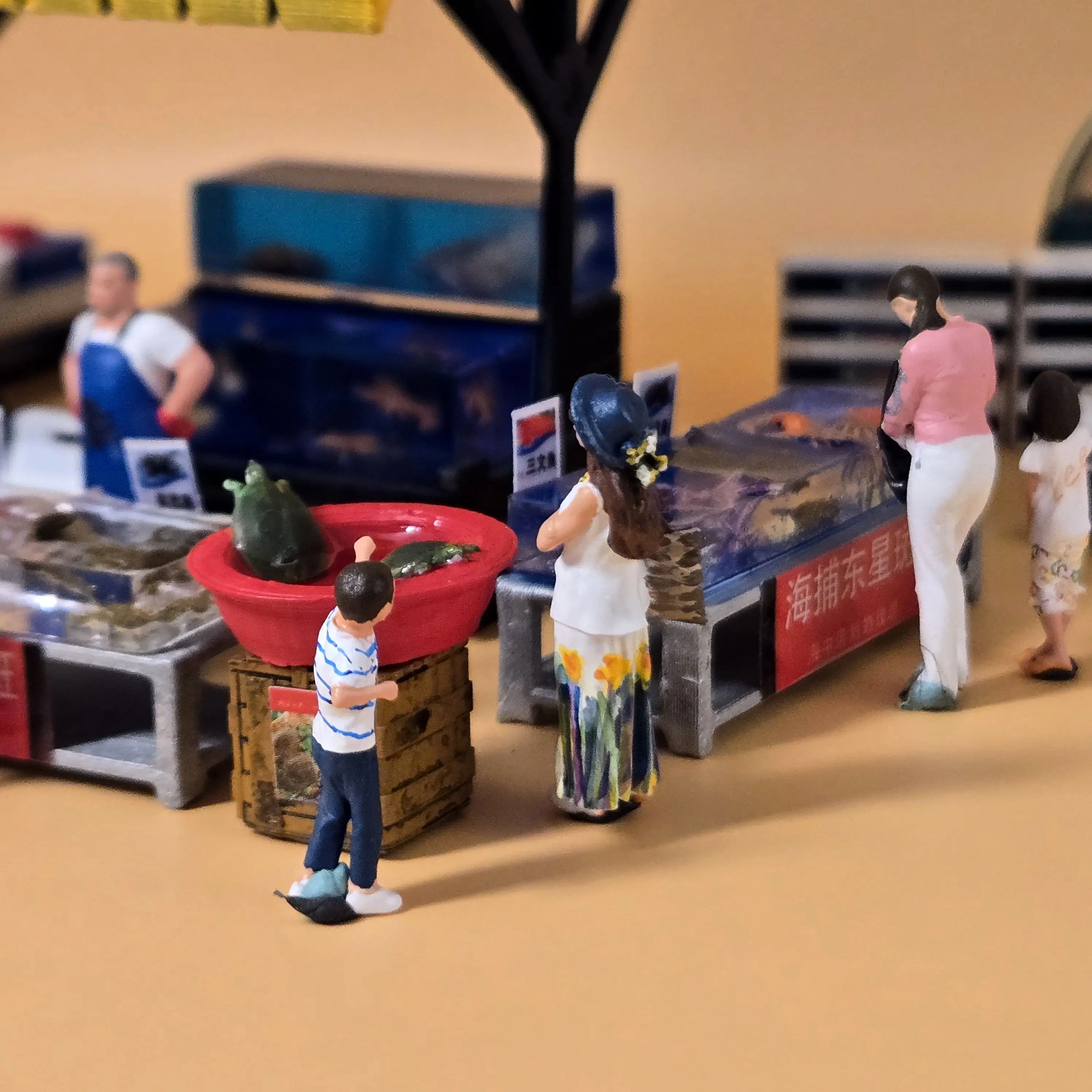 Miniature Painted Figure 1/64 Aquatic Seafood Turtle Pond Stall Action Figure Photography Color Miniatures Movementing Figures