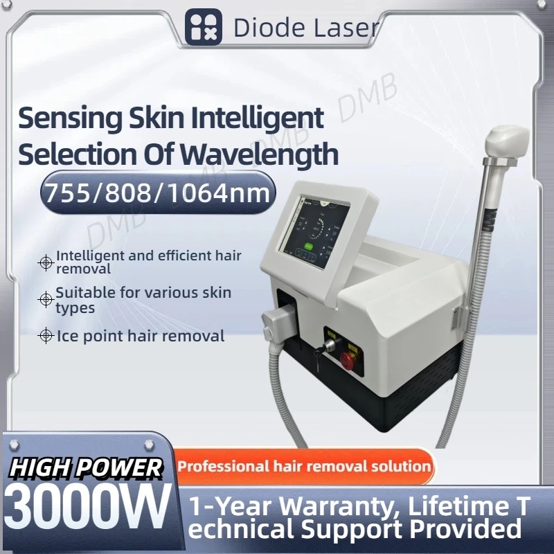 

Professional Beauty Salon Diode Laser Equipment Titanium 3 Wavelength Laser 755 808 1064nm Platinum Permanent Epilator For Women