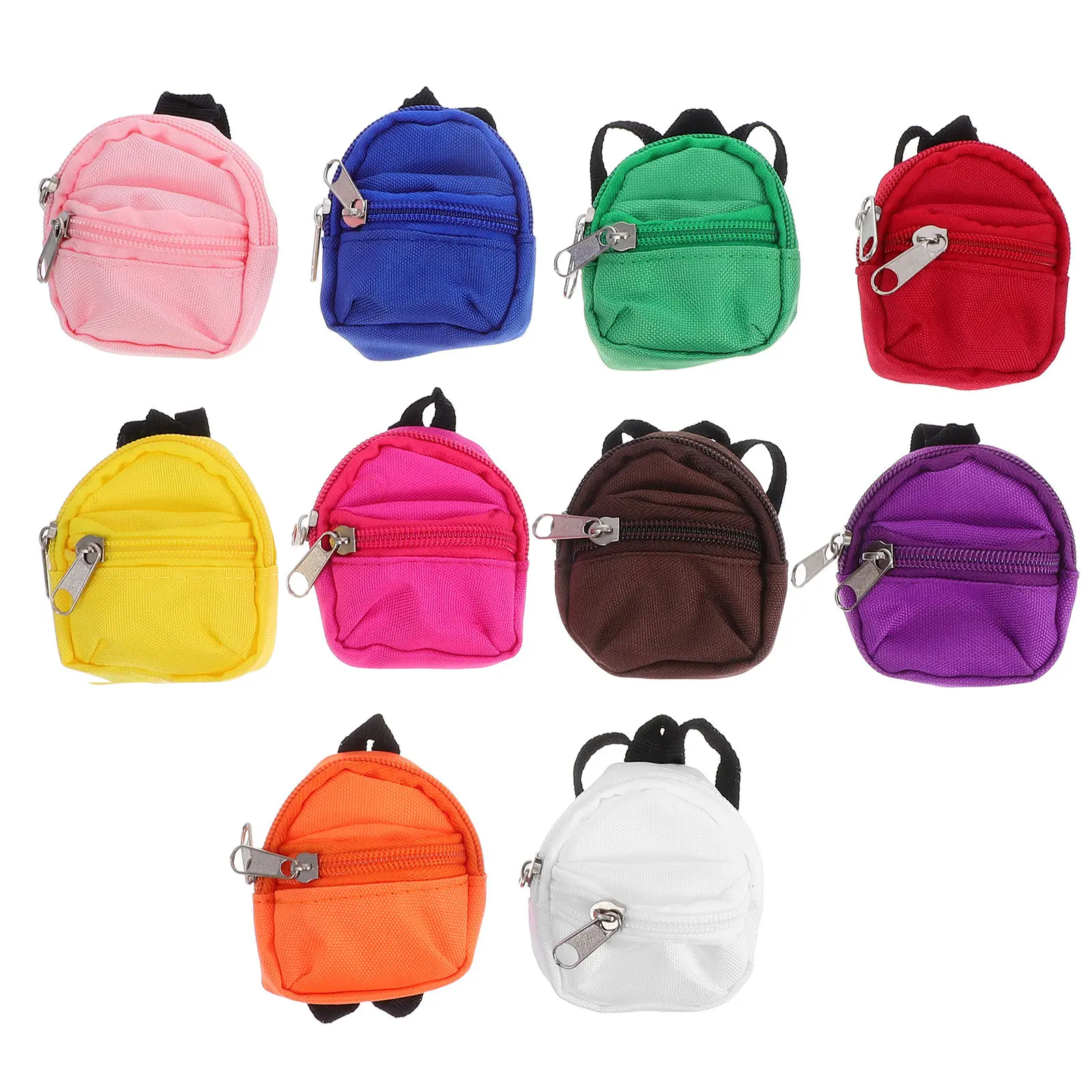 10Pcs Zipper Backpack for Mini Dress Up Accessories Functional Small Pouches Vibrant Cartoon Design for Children's