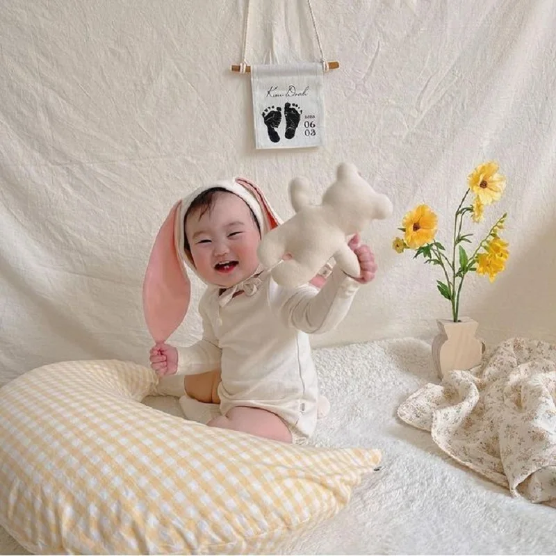 Cotton Plaid Moon Pillow, Bed Circumference, Removable And Washable, Newborn Comfort Pillow, Children's Waist Pillow