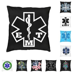 EMT Star Of Life Pillow Case 40x40cm Home Decorative Cute Paramedic Medical Cushion Decoration Salon Square Pillowcase