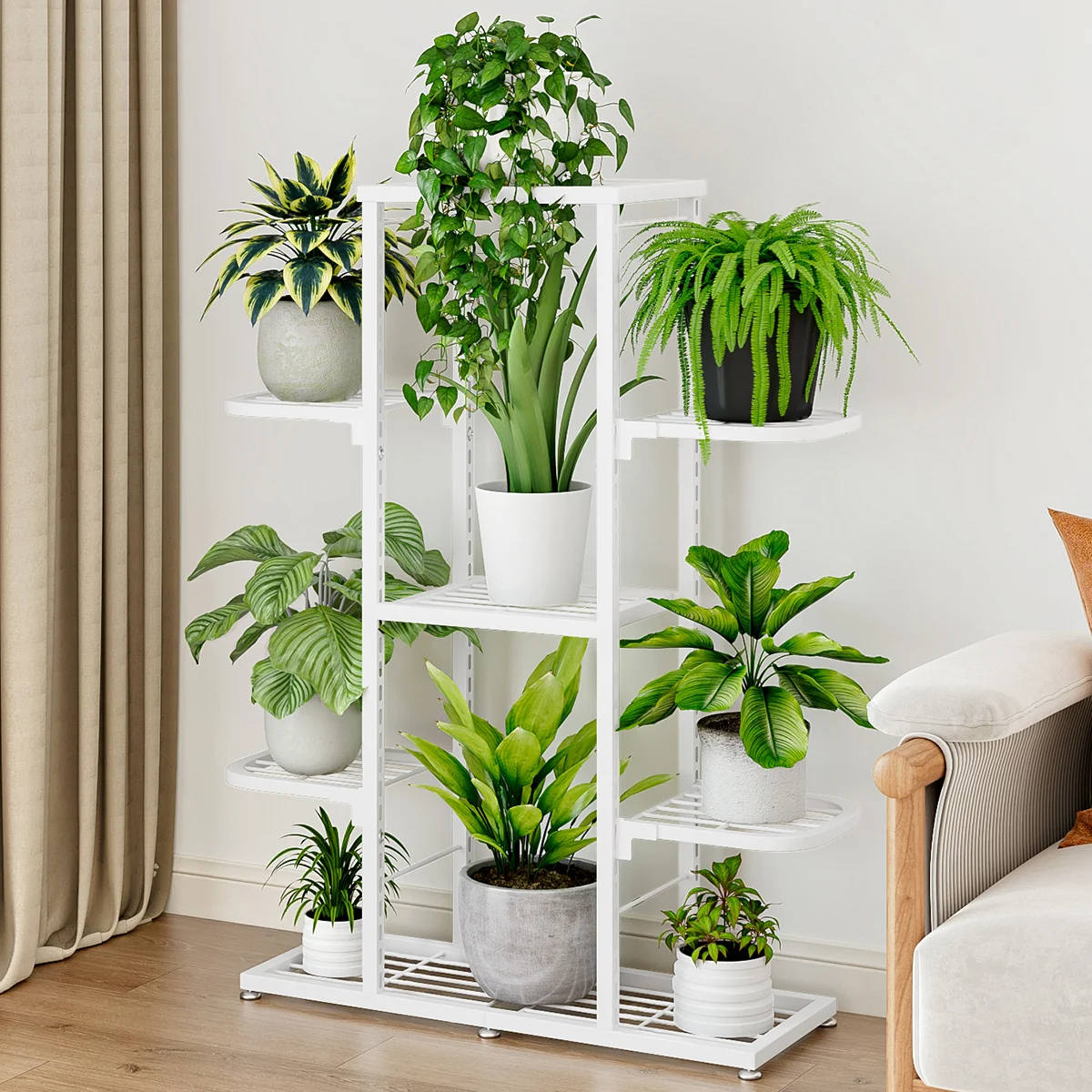 

Plant Stand, 5 -7 Tier Indoor Metal Flower Shelf, Anti Slip Waterproof Corner Tall Flower Holders For Patio Garden Balcony