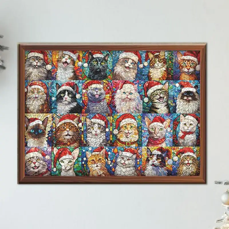 Christmas Advent Calendar 2024 Christmas Jigsaw Puzzle Christmas Cats Advent Jigsaw Puzzle Toy 24 Days Countdown Calendar