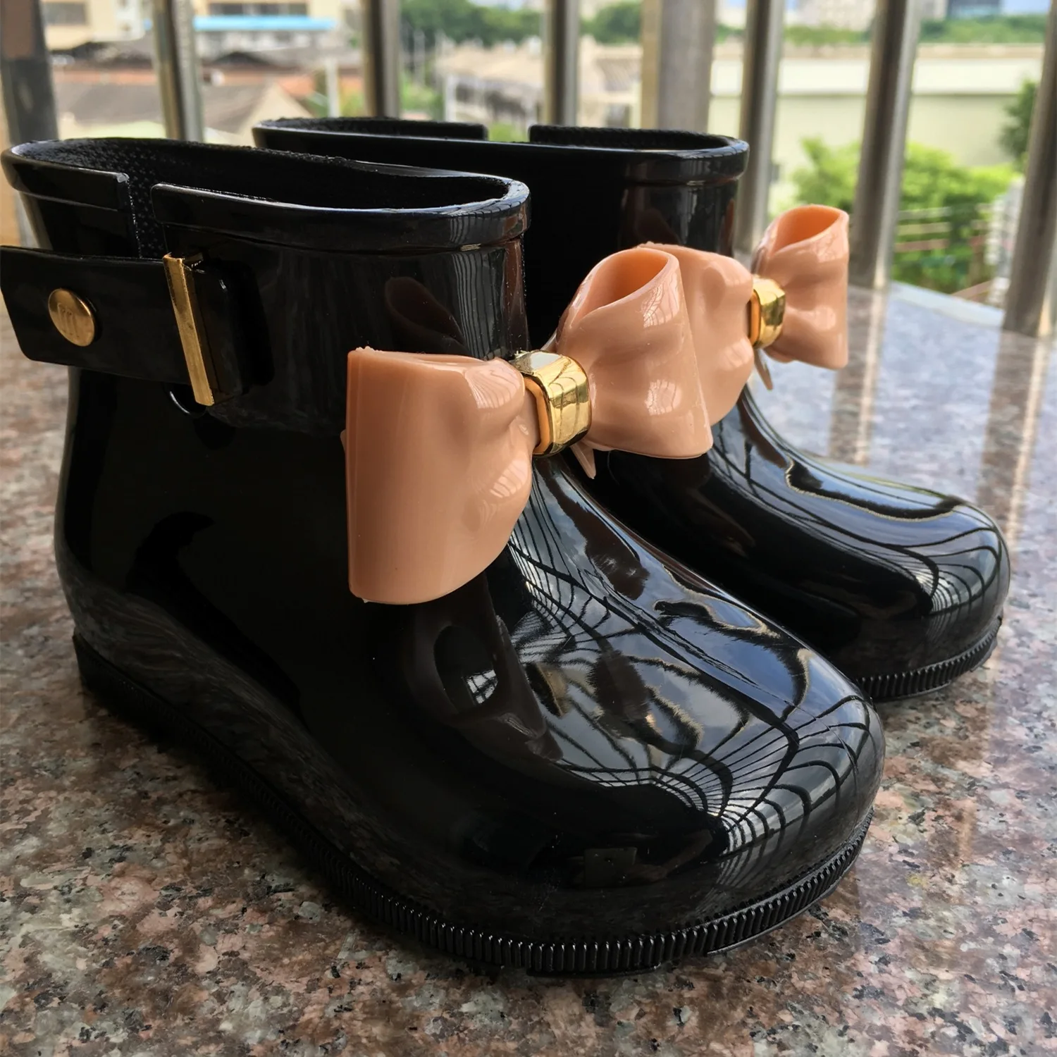 2022 New Children Rain Boots For Girls Toddlers Kids Rain Shoes Soft PVC Jelly Boots With Bow-knot Cute Water-proof Rain Boots