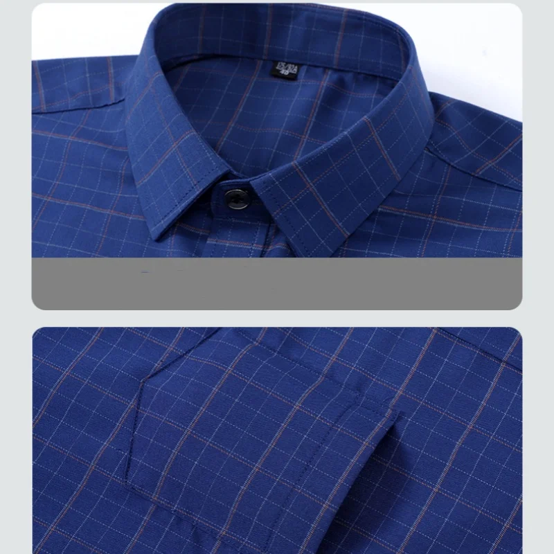 2025 الرجال منقوشة قميص طويل الأكمام الأعمال عادية مكتب العمل الراحة صالح الكلاسيكية منقوشة قمصان ربيع الخريف حجم كبير S-7XL #5