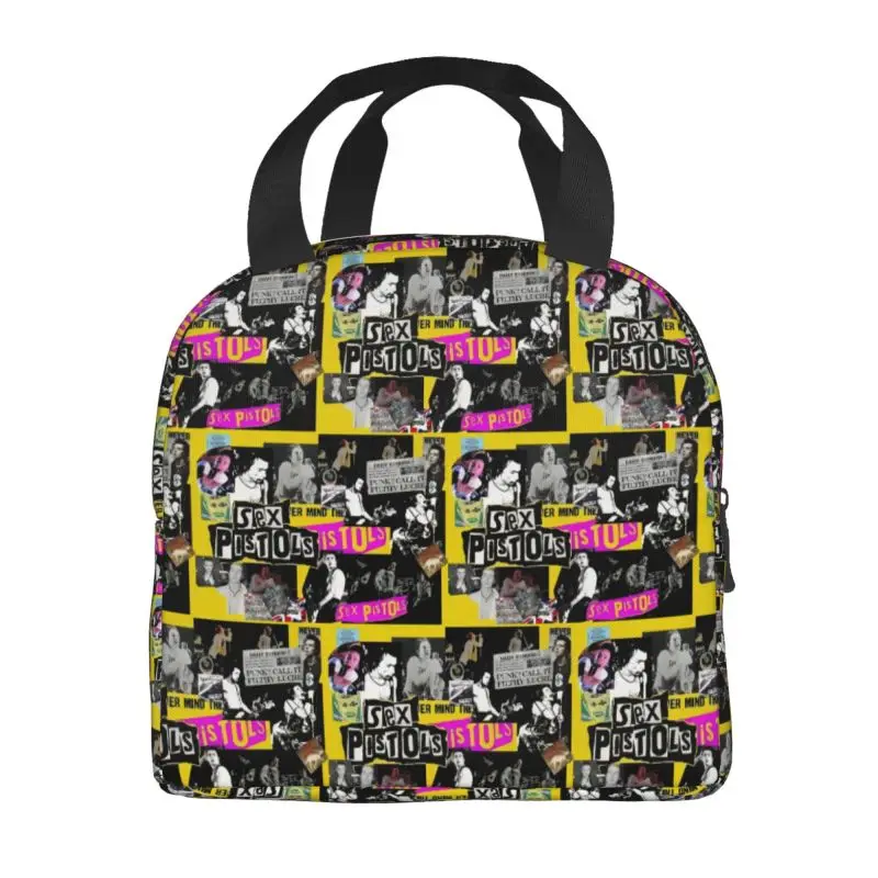 Custom Sex Pistols Photo Collage Lunch Bag Women Heavy Metal Rock Band Cooler Thermal Insulated Lunch Box for Kids School