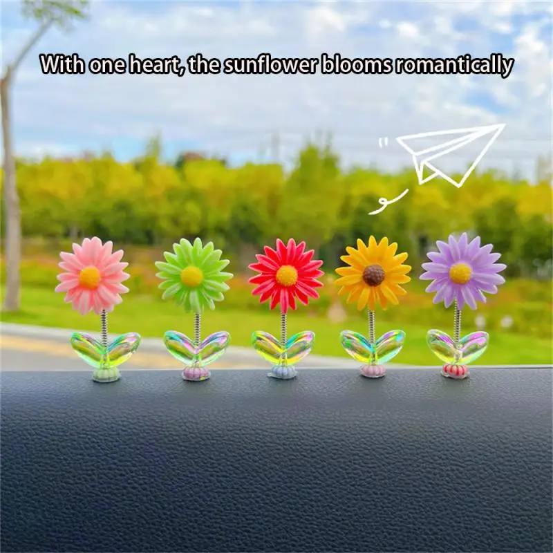 1~10PCS New Product Sunflower Car Shaking Head Small Ornaments Spring Ornaments Dashboard Car Interior Accessories Window