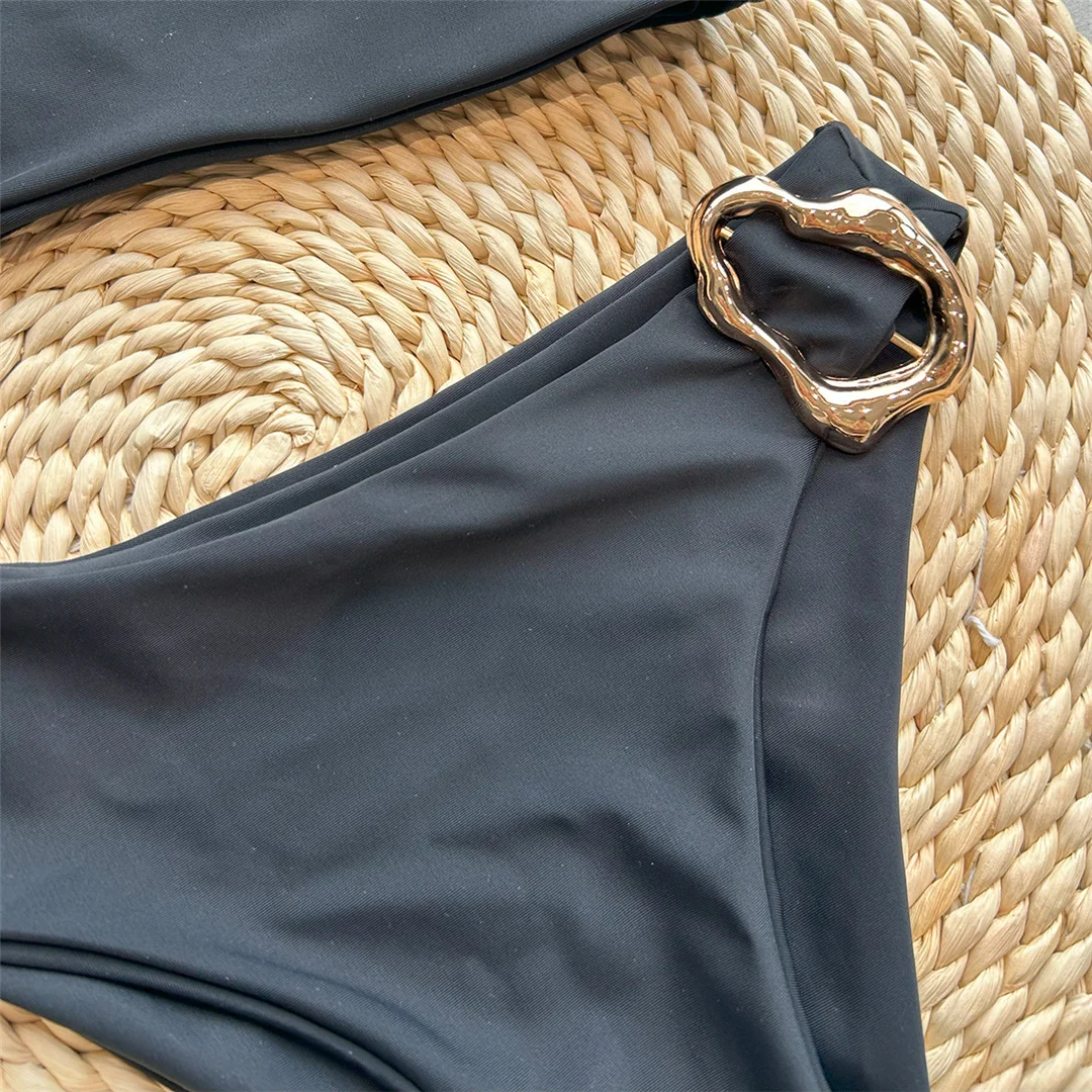 Asymmetrischer One-Shoulder-Badeanzug mit Metallring für Damen, einteiliger Badeanzug, hoch geschnittene Beine, gepolstert, Badebekleidung, Badeanzug, Modell V6549 – Detail 14