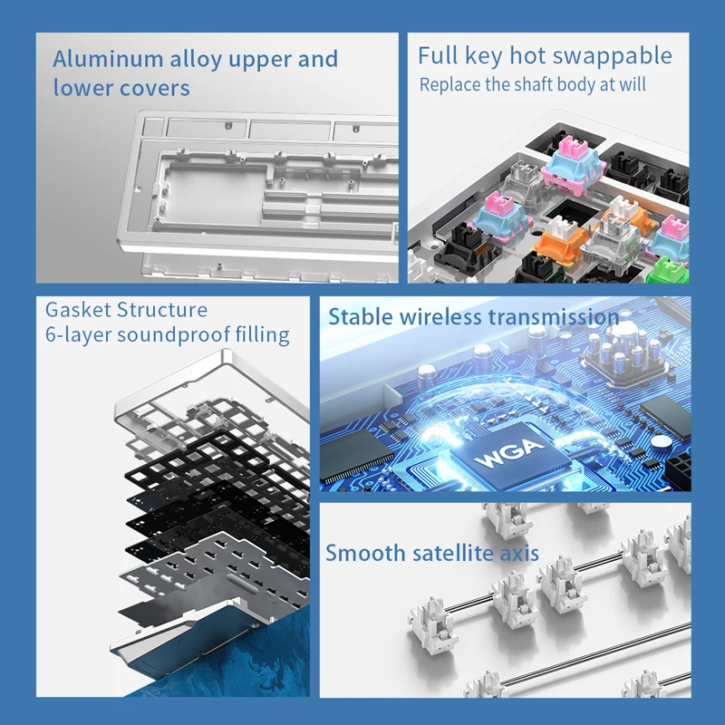 YINDIAO Y75PRO Mechanical Keyboard kit Aluminum alloy Triple Mode Wireless Bluetooth Esports Gaming Custom-Made Gift