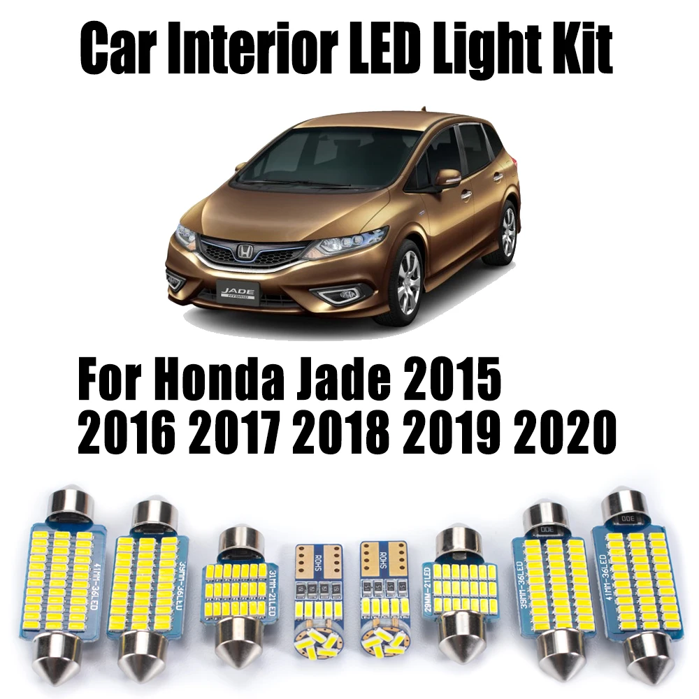 

10 шт. Canbus светодиодный комплект внутреннего зеркала с картой купола для Honda Jade 2015-2017 2018 2019 2020 автомобильные аксессуары лампы для чтения