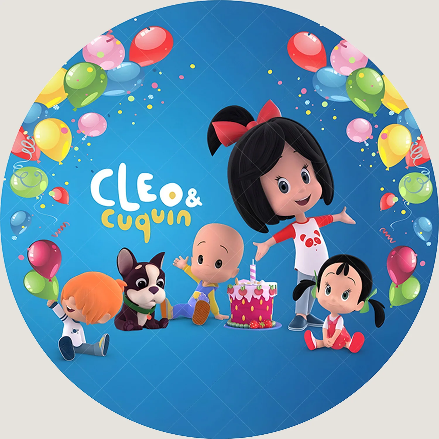 Round Cleo and Cuquin Backdrop Kids Birthday Party Baby Shower Photography Background Circle Banner Decoration Props