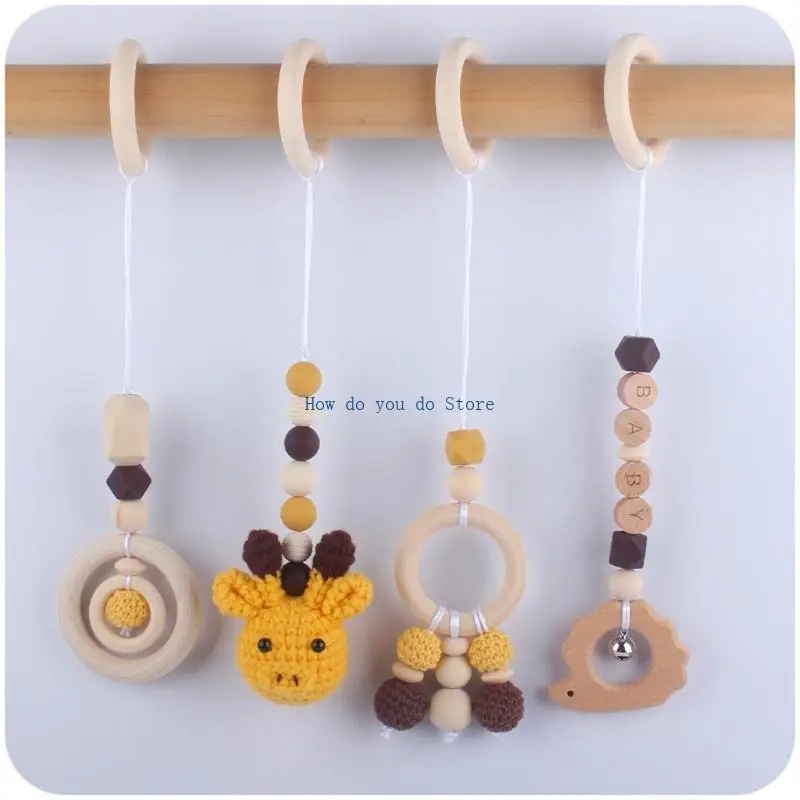 19QF bé beech mặt dây 4pcs/thiết lập đan cho búp bê vòng teether mọc răng đồ chơi rồng cho xe đẩy trẻ sơ sinh