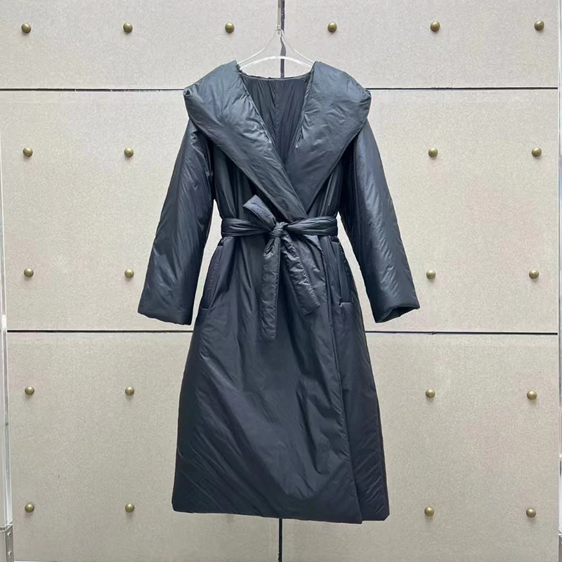 Women\'s Plus Cotton Coat, Lacing Waist Long Cotton Jacket, Fashion Warm Jacket Coat, High Quality, Winter, New, 2024, y2k