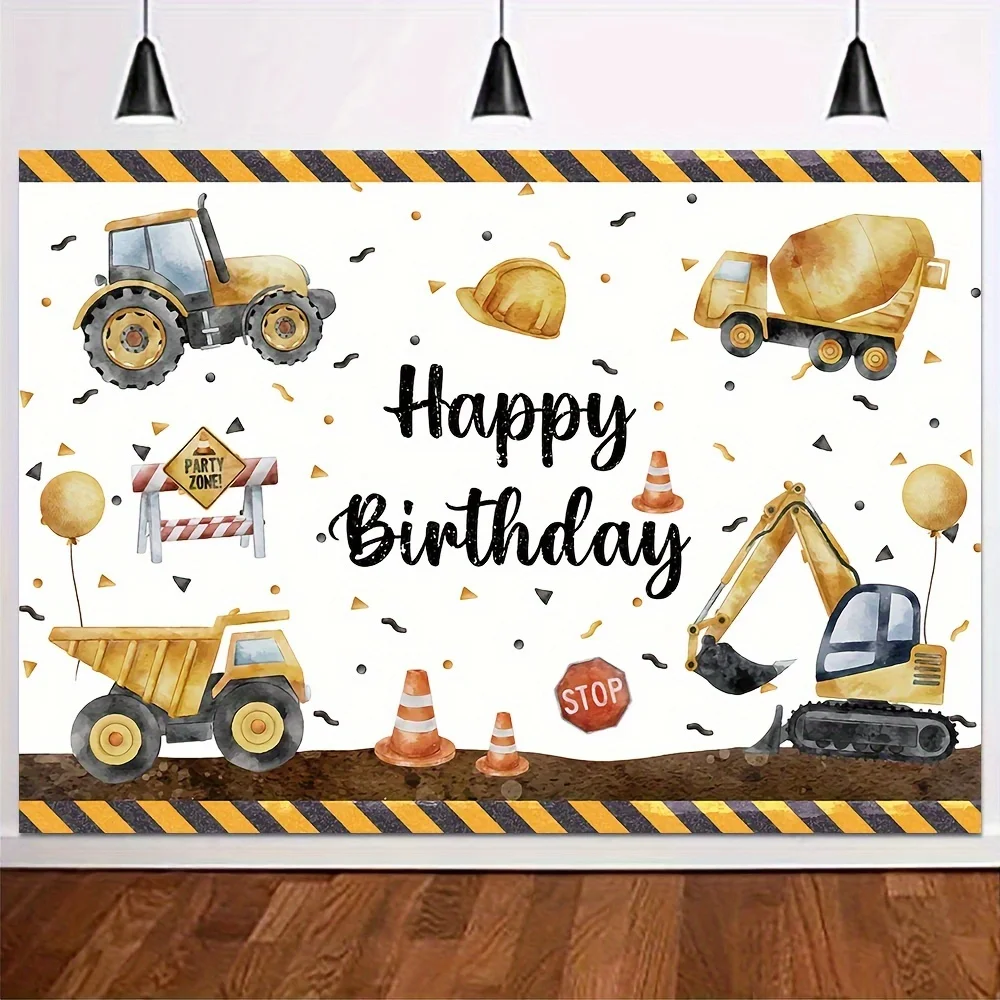 Bau Thema Geburtstag Hintergrund Bagger Kran Geburtstag Party Banner LKW Hintergrund Fotografie Geburtstag Dekoration