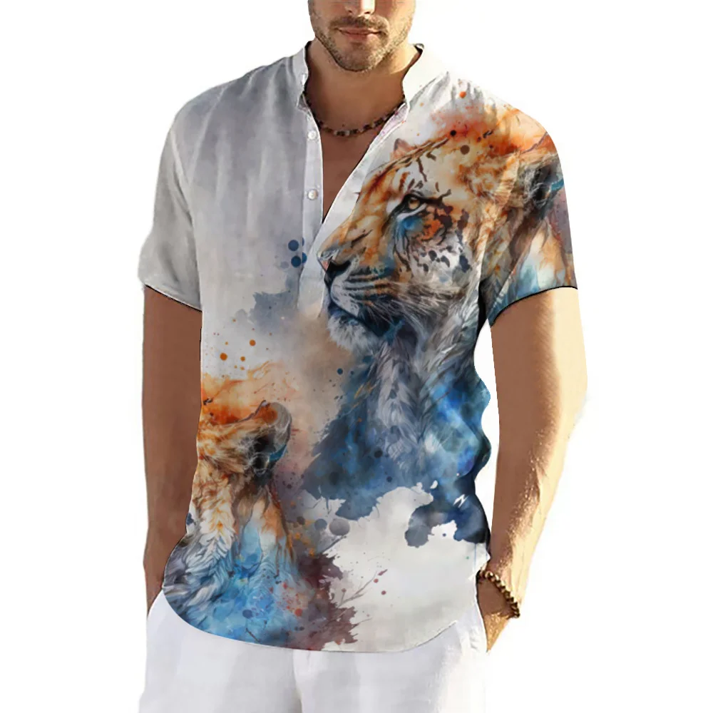 2024 Eagle Graphic Shirt For Mens Short Sleeve Tops Animal Shirts Oversized Spring Summer Casual Boys Tees Men's Hawaiian Shirts