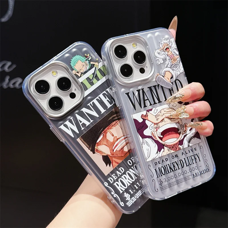 Funda de teléfono de Anime de una pieza Luffy Zoro para iPhone 17 16 15 14 13 Pro Max Wanted carga inalámbrica magnética para cubierta Magsafe ﻿