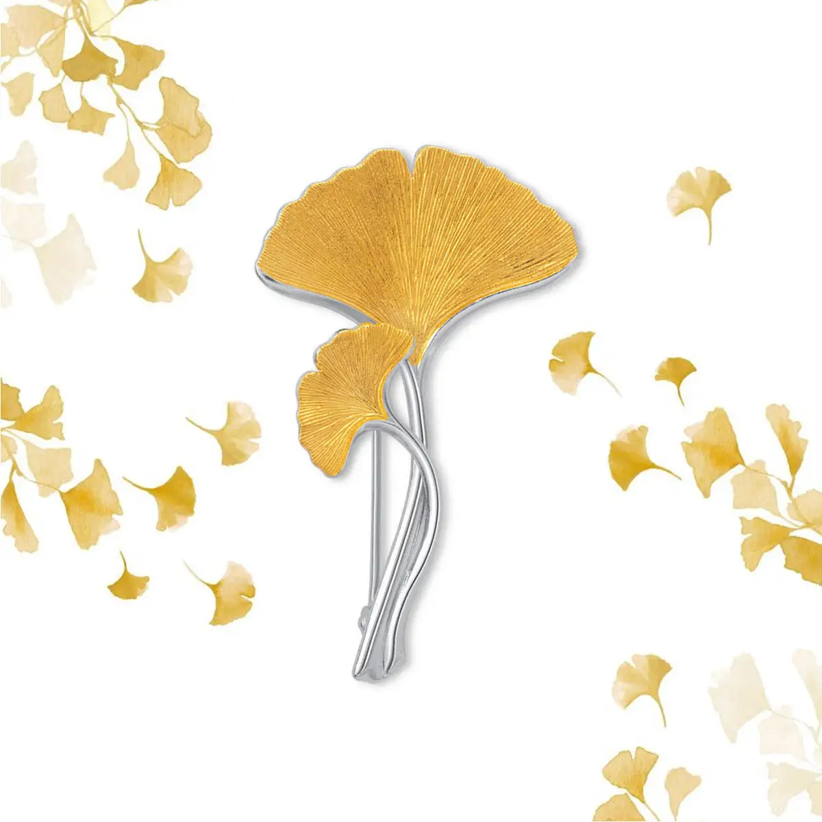 New Chinese Style National Fashion Simple Mother Leaf Ginkgo Brooch High-End Corsage Classical Creative Birthday Gift Practical