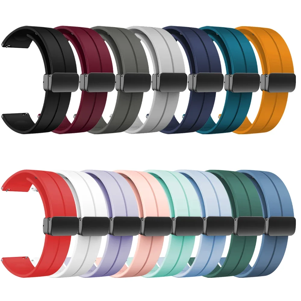 22mm 20mm Magnetic Silicone Loop Strap for Huawei Watch GT5/4/3/2/2e 46mm Comfortable Bracelet Amazfit Bip 5/GTR 4 3/GTS 4 Band