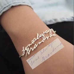 Customized Handwritten Jewelry Signature Bracelet Commemorative Personalized Souvenir Gift for Mother's Gift