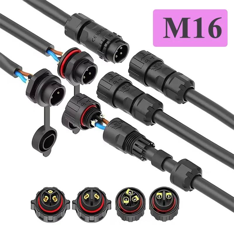 Waterproof M16 Self-locking Connector IP67 2 3 4 5 6 8pin Threaded Solder-free/Welding Aviation Plug Panel Installation Socket