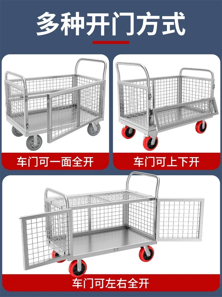 Hand Cart Handling Vehicle, Silent Folding Small , Cargo Pulling With Fence, Trailer, Stall Setting,