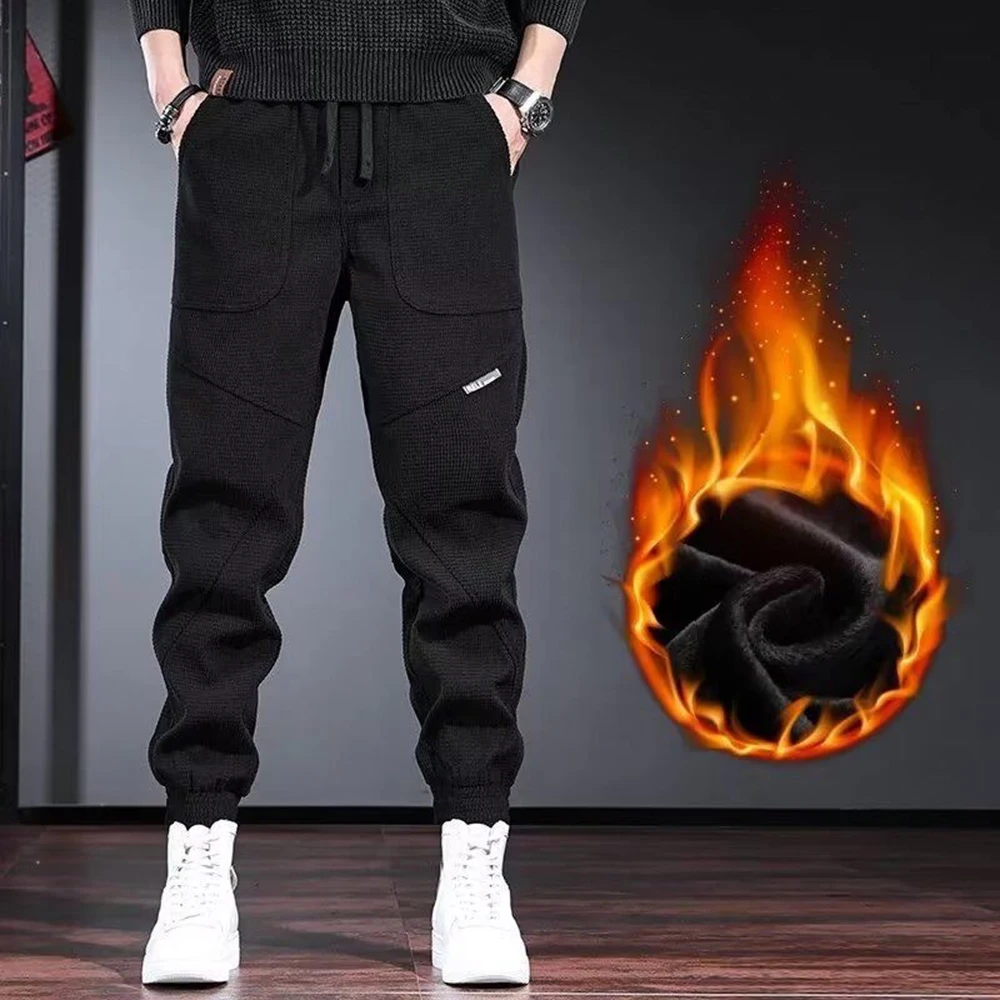 

2026 New Arrival Men's Solid Color Lace Up Fashion Casual And Plush Sports Ankle Tied Work Pants