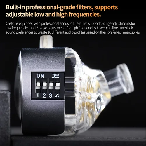 Imagen 2 del producto KZ Castor Bass auriculares HiFi con Cable, controlador dinámico Dual, ajuste Harman, aislamiento de ruido, IEM, 2 pines, Cable desmontable