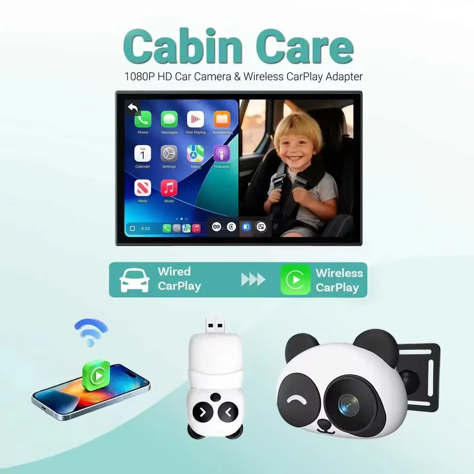 Baby Monitor for Car Wireless CarPlay Android Auto 2K Dash Cam 120° Wide Angle Rear Seat Camera for Kids Infant Safety