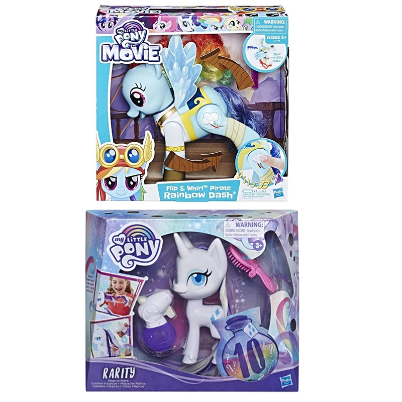 

My Little Pony The Movie Flip Whirl Pirate Rainbow Dash Rarity Magical Mane Pony Figure with Hair That Grows & Changes Color Toy