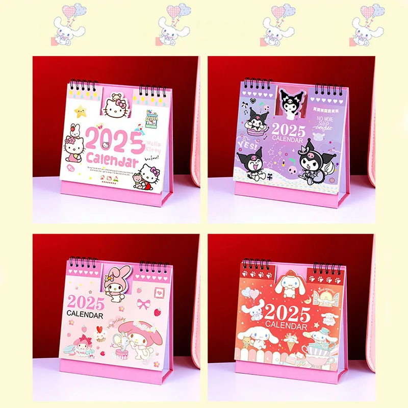 2025 Calendar Sanrio Hello Kitty Cinnamoroll Desk Calendar Ornament Cartoon Calendar Planner Agenda Versatile Office Supplies