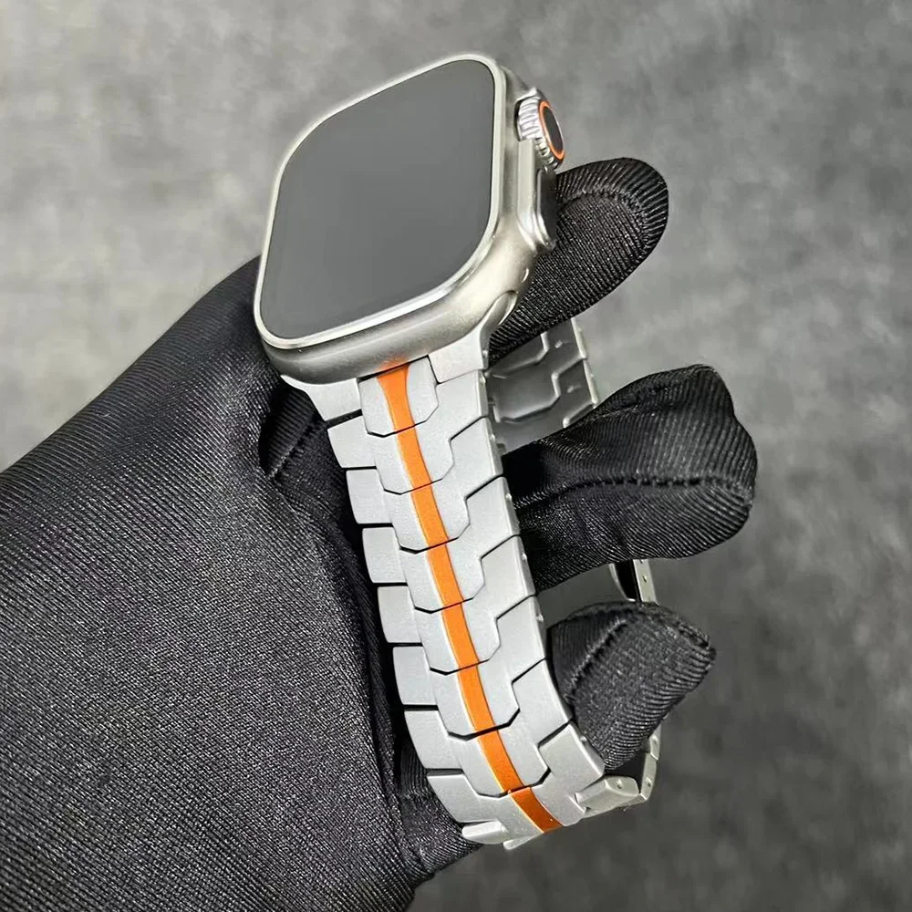 Ремешок титановый для Apple Watch Band 49 мм 45 мм 44 мм 42 мм, роскошный металлический браслет из нержавеющей стали для IWatch Ultra 9 8 7 6 5 4