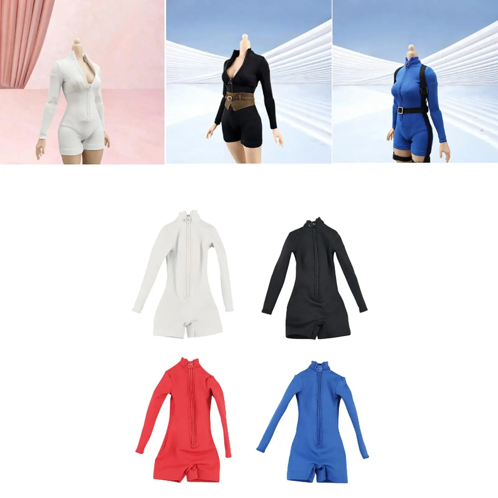 1/6 actiefiguren jumpsuit model kostuum voor 12 inch vrouwelijke poppen figuur